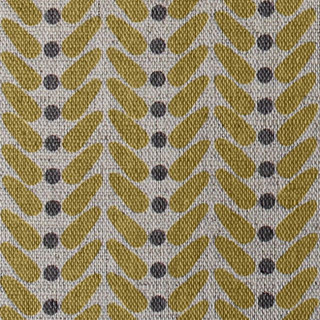 Hulda Mustard - Fabric for curtains, Mustard Yellow and Grey print