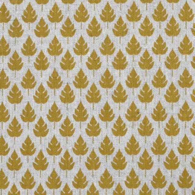 Kira-INV Mustard - Curtain fabric with Yellow botanical print
