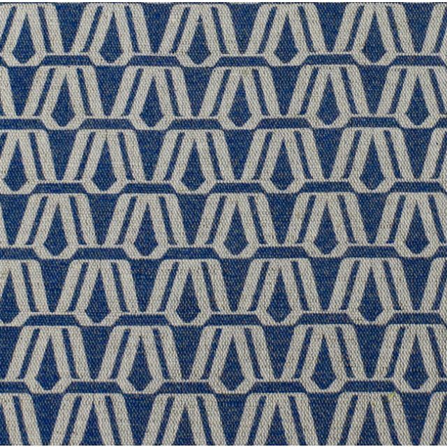 Elva Night Blue - Natural curtain fabric, Dark Blue contemporary print