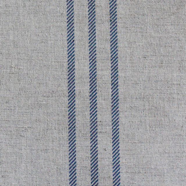 Telma Night Blue - Dark Blue stripes printed on Linen Cotton fabric