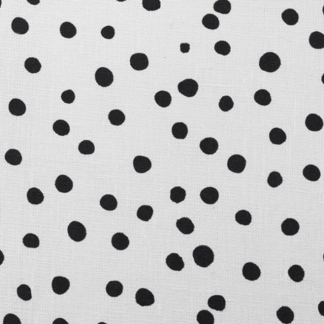 Dottie Noir-WHT - Dotted fabric with Black spots, 100% Linen
