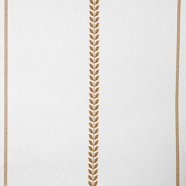 Berit Ochra - curtain fabric with Brown striped print