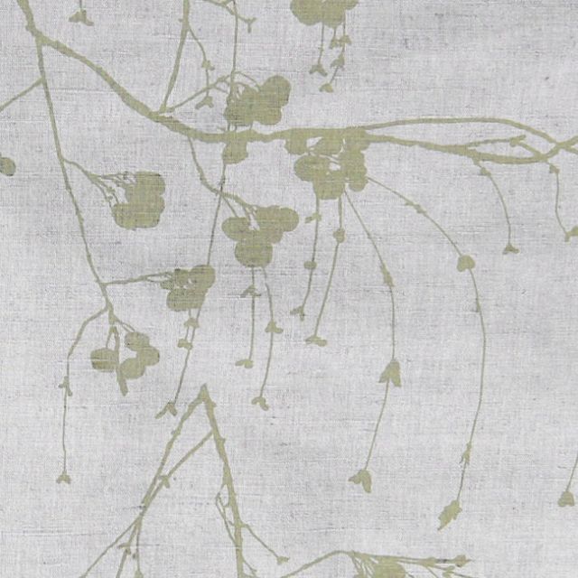 Berry Olive - Curtain fabric with Green Botanical print