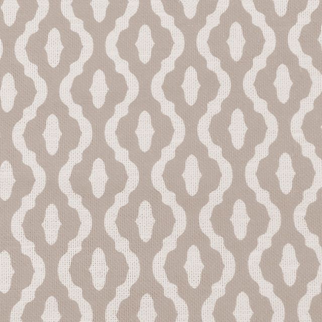 Oona Taupe - White linen mix fabric, Light Brown abstract print