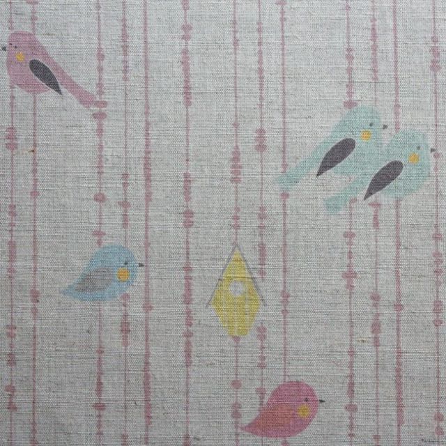 Birds Pink - Curtain fabric, birds and pink pearls pattern - Kids print!