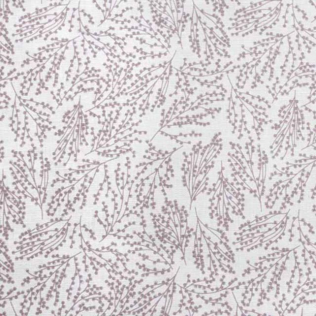 Lisbell Peony -WHT - White linen fabric with Pink botanical print