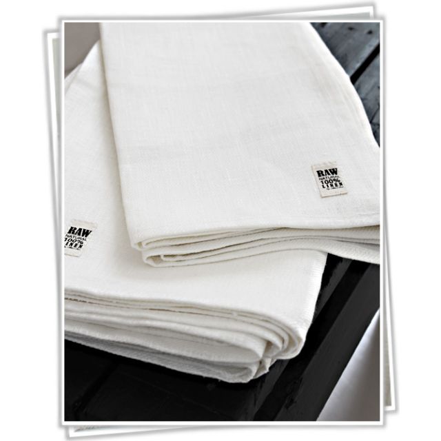 White Raw Linen kylpypyyhe (Bath Towel)