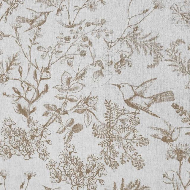 Marianne-INV Sand - Curtain fabric with Brown botanical print