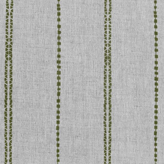 Inga-NAT Sea Weed - Natural fabric with Green decorative stripes, Linen Cotton mix