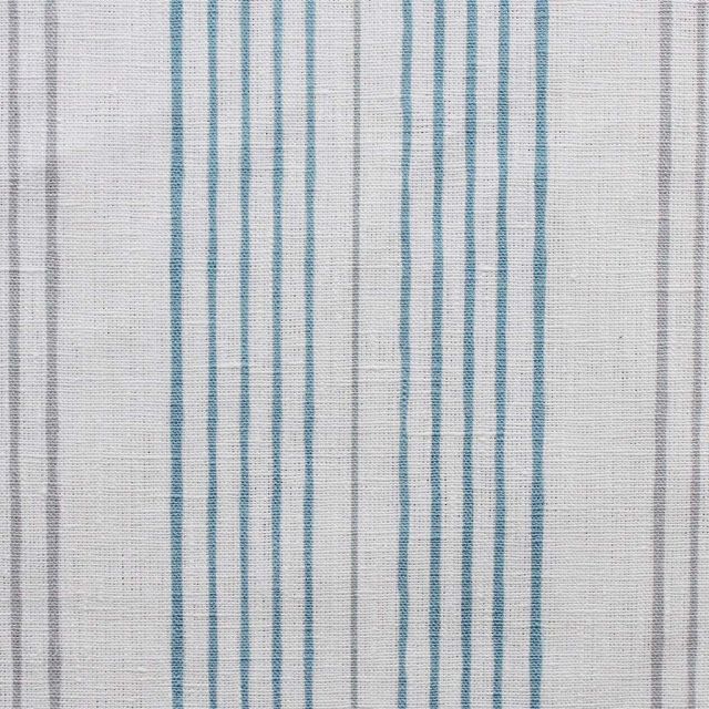 Else Shadow Blue WHT - Linen curtain fabric, shadow blue & Grey stripes