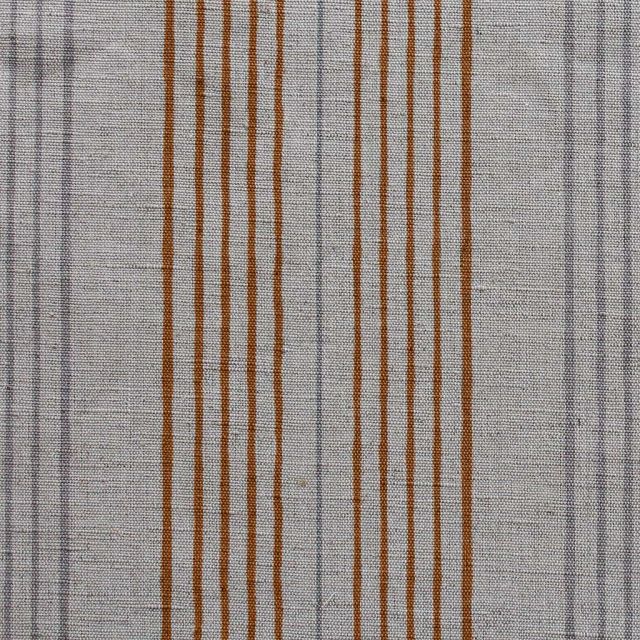 Else-Tangerine -  Linen Cotton mix curtain fabric, Orange & Grey stripes
