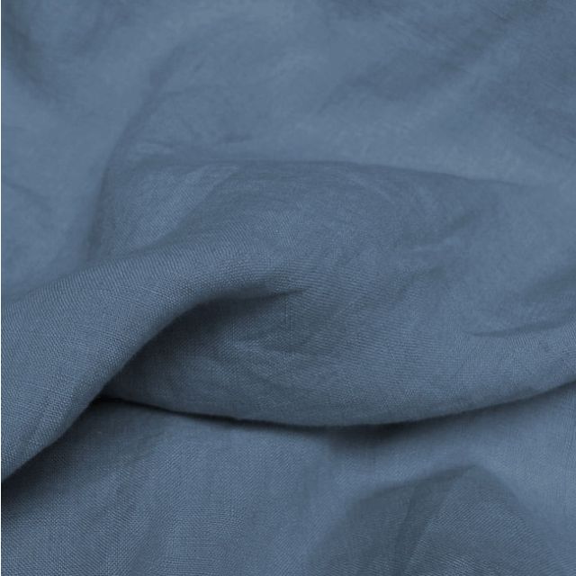 Ulrike Dark Haze - Stonewashed blue linen cotton mix fabric, for curtains and blinds.