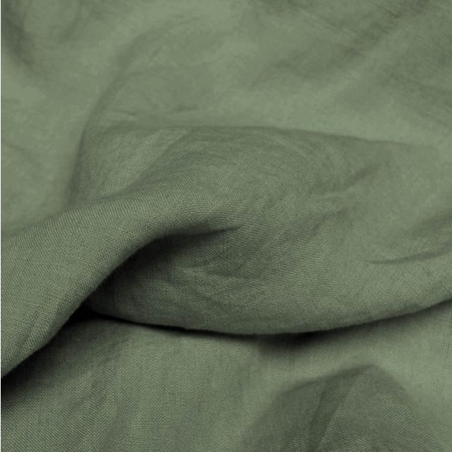Ulrike Moss, Green stonewashed linen cotton mix fabric, for curtains and blinds.