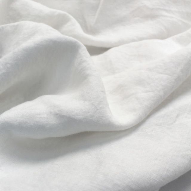 Ulrike White, White stonewashed linen cotton mix fabric
