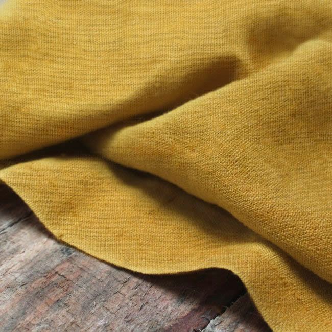 Bianco fabric - Yellow Linen, Pre-washed Plain