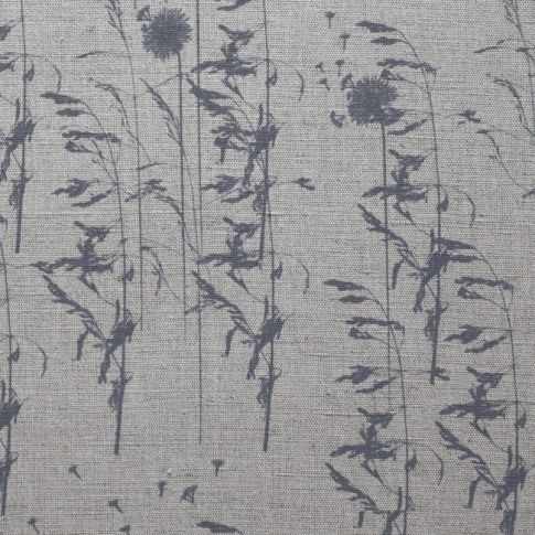 Breeze Ash - Curtain fabric with Grey botanical pattern