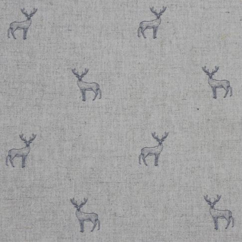 Deer Ash - Curtain fabric with grey pattern of deers