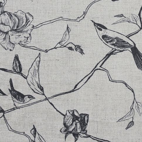 Gardenia Ash - Grey Botanical / bird pattern