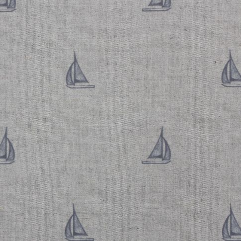 Sail Ash - Curtain fabric with grey pattern of sailboats