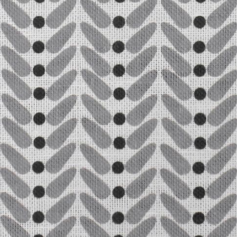 Hilda Black - White Linen Fabric printed with Black and Grey