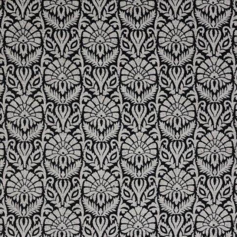 Krista Noir - Curtain fabric with an abstract Black floral pattern