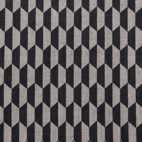 Lana - Noir - Fabric for curtains,Black Print