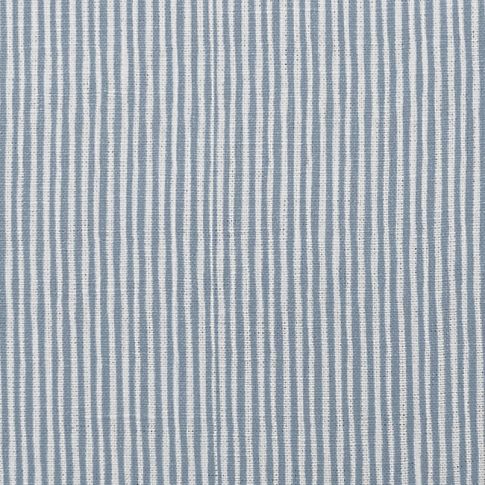 Maisa Blue Grey - Linen curtain fabric, Blue stripes