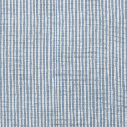 Maisa Blue Mist - Linen curtain fabric, Blue stripes