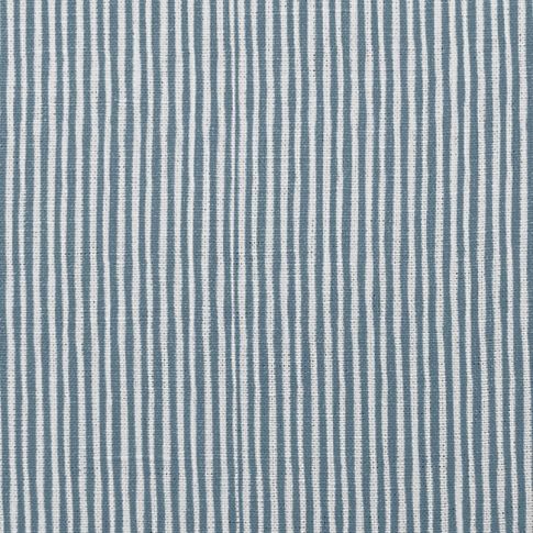 Maisa Blue Stone - Linen curtain fabric, Blue stripes