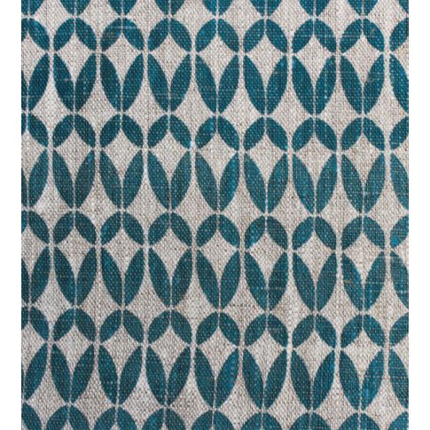 Siruna Blue Stone - Natural curtain fabric, Blue contemporary print