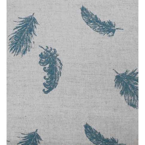 Feathers Blue Stone - Blue feathers print on Linen Cotton fabric