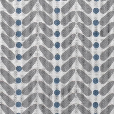 Hilda Blue Stone - White Linen Fabric printed with Blue and Grey