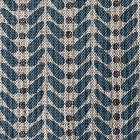 Hulda Blue Stone - Natural Fabric printed with Blue and Grey