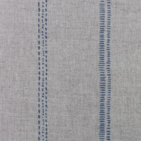 Rae Blue Stone - Curtain fabric with blue hand drawn stripes