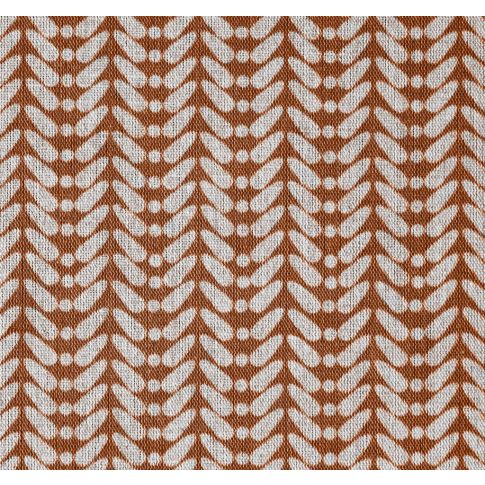 Hirlev-INV Burnt Orange - Natural curtain fabric, Orange contemporary print