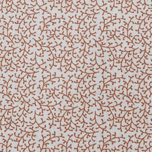 Phila Burnt Orange  - Curtain fabric with Orange botanical print