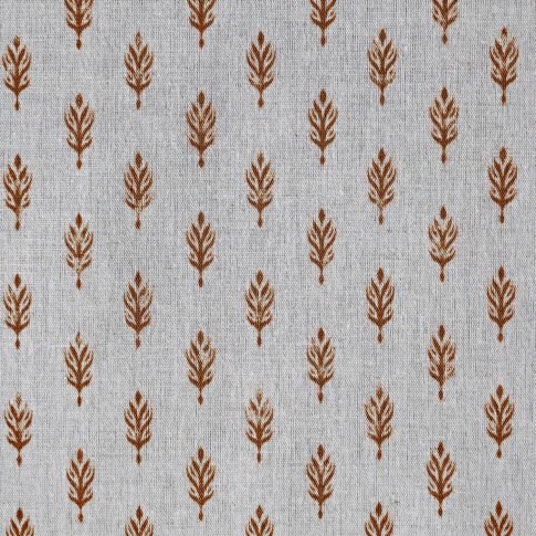 Sariann Burnt Orange - Curtain fabric with Orange botanical print