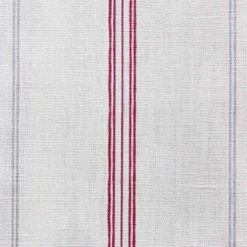 Elise Dream Red-WHT - vertical two tone striped fabric.