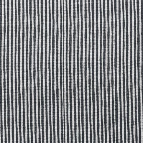 Maisa Charcoal - Linen curtain fabric, Dark Grey stripes
