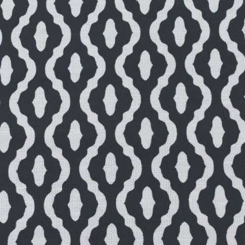 Oona Charcoal - White linen fabric, Dark Grey abstract print