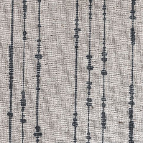 Pearls Charcoal - Natural curtain fabric, Dark Grey pearls print