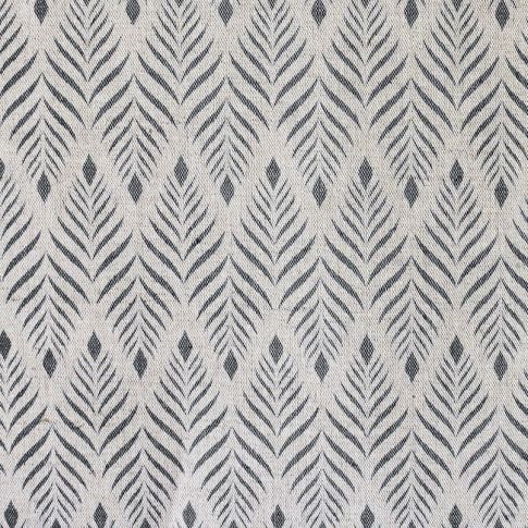 Sylvia Charcoal - Grey abstract print on Natural fabric