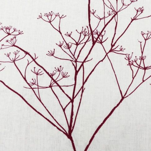 Cicely Cherry - White linen, Red botanical print