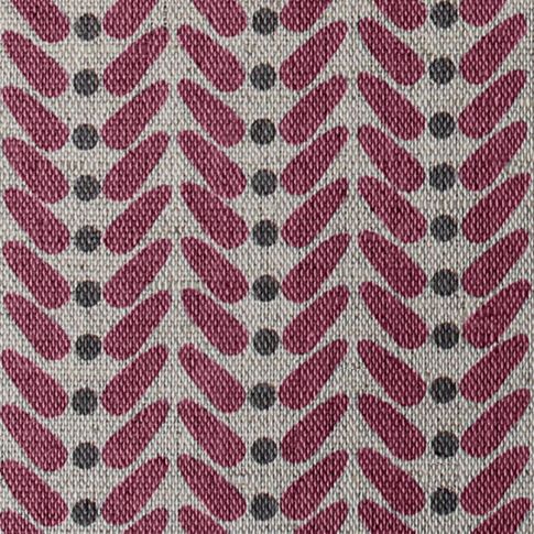 Hulda Cherry - Fabric for curtains printed with Red and Grey