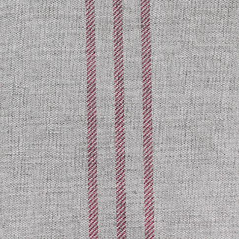 Telma Cherry - Linen Cotton Fabric with Red stripes