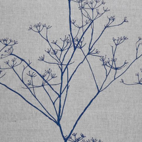 Chervil Deep Blue, Natural fabric with Blue print