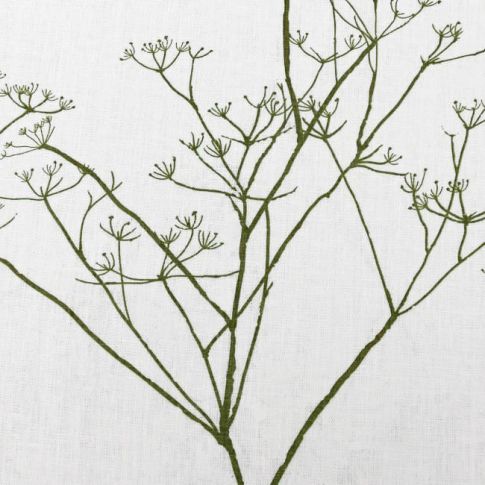 Cicely Moss - White linen, Green botanical print