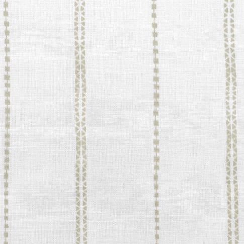 Inga Clay - White fabric with Grey decorative stripes, 100% Linen