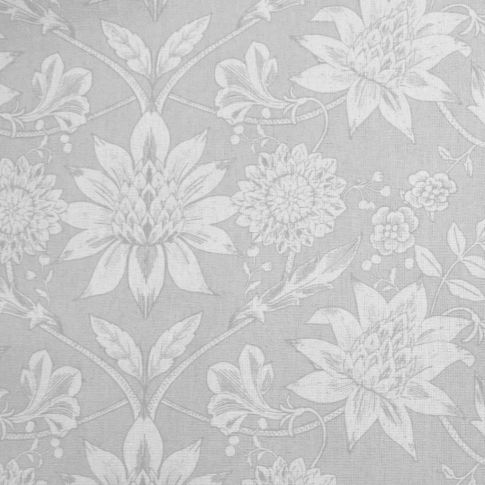 Crysten Greige - Curtain fabric with Grey botanical print