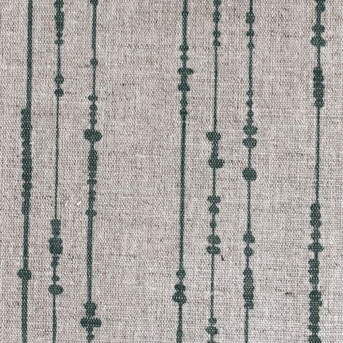 Pearls Dark Pine - Natural curtain fabric, Dark Green pearls print